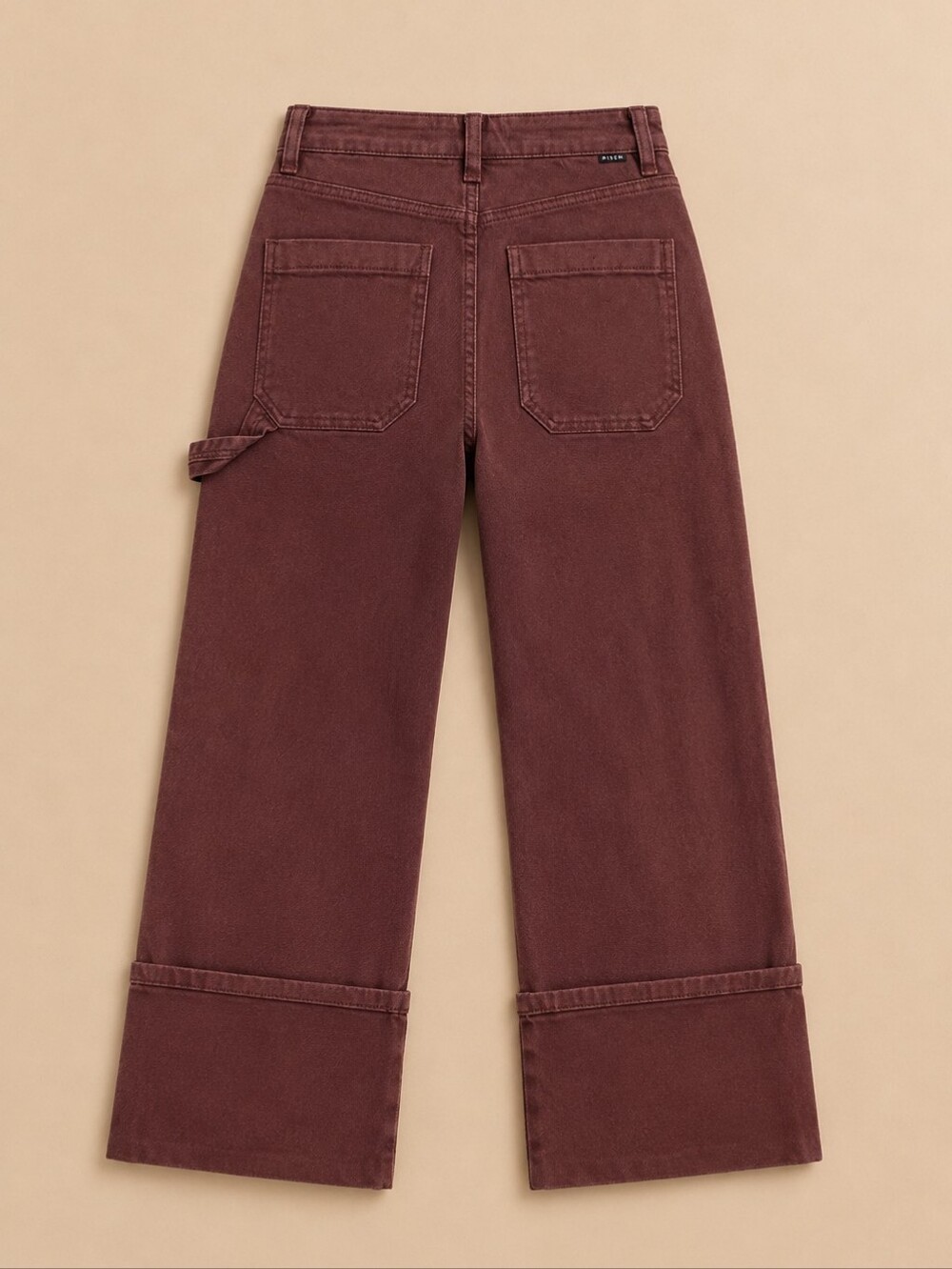 Risen HR Straight Fit Wide Cuffed Jeans Choco Brown Neutral Utility Various NEW - Picture 8 of 11